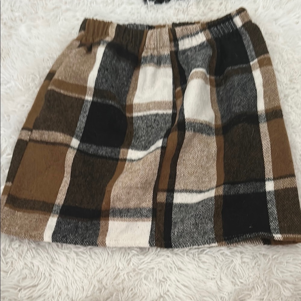 SHEIN Plaid Skirt - Black, Brown, White